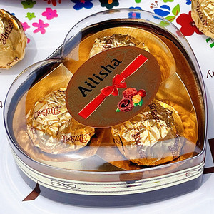 爱丽莎3粒金色巧克力心形礼盒果仁脆皮夹心公司团购结婚喜糖送礼