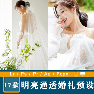 ps滤镜预设婚礼跟拍通透清新LR唯美明亮人像调色PR/FCPX达芬奇LUT