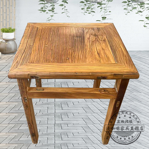老门板八仙桌老榆木风化纹方桌明清复古做旧古典茶桌老门板桌椅