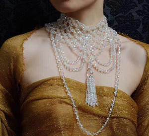 卿手作珠饰 手工欧式复古奢华水晶宫廷长流苏项链礼服婚纱订做款