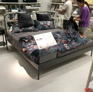 【IKEA宜家国内代购】 科帕达  双人床架, 深灰色 铁艺床架含床板