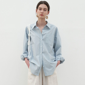 LOW CLASSIC蓝色衬衫女2023秋冬新款韩版宽松设计感MOIA长袖衬衣