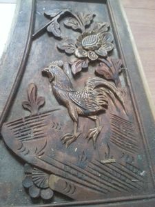 老木雕花板子公鸡向日葵花板老花板立体感强收藏或装修用都不错的