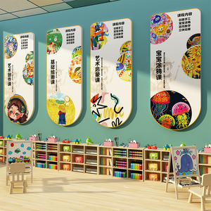 美术教室布置装饰幼儿园环创主题成品画室艺术培训机构文化墙面贴