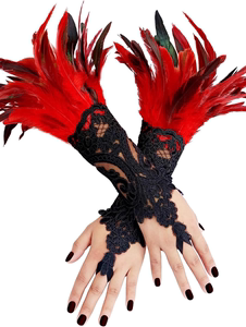 黑色白色红色羽毛婚礼手套礼仪手套女士演出舞蹈手套婚纱新娘手套
