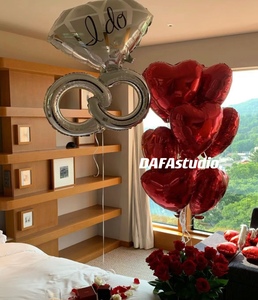 结婚情人节红色爱心气球心形铝膜气球派对情侣纪念日拍照布置装扮