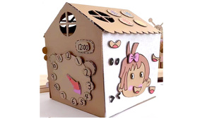 幼儿园教具儿童手工DIY环创纸板房子模型制作材料涂鸦纸箱屋玩具