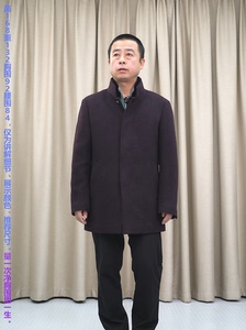 甩 卡西罗帝毛呢大衣男 55.9羊毛獭兔毛领 酒红商务休闲加厚外套