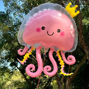 立体章鱼气球飘空氦气摆摊泡泡水母透明铝膜气球双层布置场景装饰