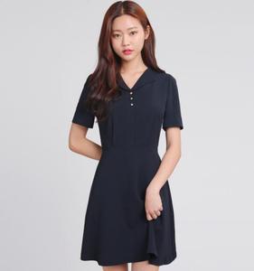现折扣韩国专柜代购ROEM夏女装韩版气质短袖纯色连衣裙RMOW924RS4