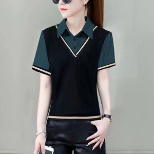 短袖衬衫女2024年夏季新款女装韩版洋气时尚假两件上衣服女式衬衣