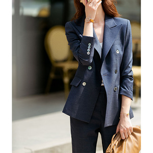 新款蓝灰色西装外套女2023职业装气质时尚西服套装女