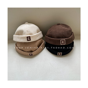 韩国儿童帽子秋冬季百搭瓜皮帽男童男孩凹造型套头帽雅痞地主帽潮