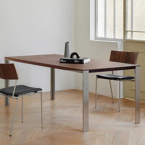 意式极简黑胡桃木餐桌侘寂风中古实木餐桌北欧长方形书桌大板饭桌