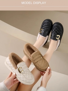 韩版时尚豆豆鞋休闲鞋女款冬季外穿一脚蹬软底加绒防滑二棉运动鞋