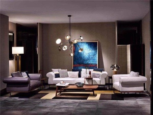 现代轻奢黑胡桃木真皮1+2+4位组合沙发 大牌特价 柏森 意境空间