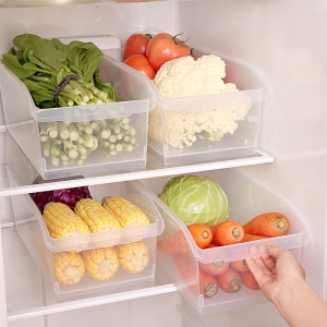 厨房冰箱收纳盒透明长方形蔬菜水果食物冷藏盒冷冻室整理篮储物盒