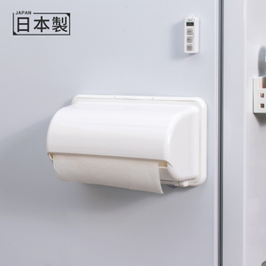 日本进口厨房纸巾架磁铁吸盘置物架冰箱侧壁收纳架免打孔卷纸挂架