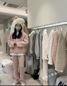 香蜜儿家 韩国东大门女装代购 22冬季 VIRKIN 毛毛蓬蓬纽扣开衫