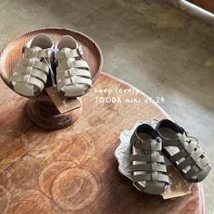 toodamini韩国童鞋夏季新款包头儿童凉鞋休闲搭魔术贴中性罗马鞋