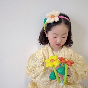 韩版新款亮色系夸张大花朵儿童发箍宝宝头箍头扣女童甜美发饰头饰