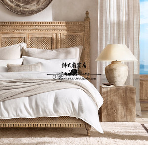 出口美国RH家具 美式乡村法式复古实木雕花双人床 欧式古董婚床
