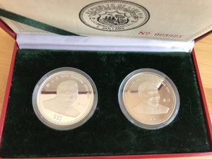 利比里亚1997年中国伟人邓小平精制纪念币银币  铜镍币