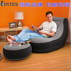 正品INTEX豪华单人充气沙发创意懒人沙发植绒休闲躺椅沙发榻榻米