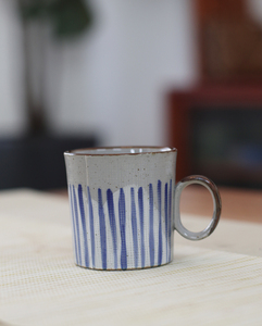 外贸日本手工手绘陶瓷日式 水杯 随手杯 咖啡杯 150ML 手绘 条纹