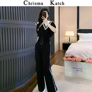 高端黑色简约舒适透气柔软~优质面料~CHRISMA&KATCH 盛夏休闲套装