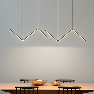 艺术轻奢风餐厅吊灯几何线条吧台饭厅餐桌北欧设计师现代简约岛台