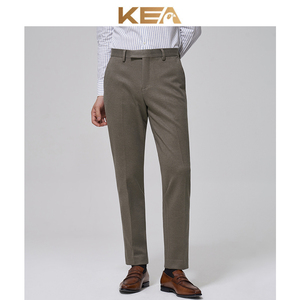 KEA冬季款毛呢厚款修身直筒商务休闲裤子百搭垂感西装裤男士西裤