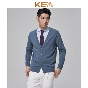 KEA春季毛衣男士针织开衫外穿休闲宽松黑色V领基础简约毛衣外套男