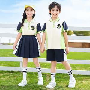 小学生校服班服夏季短袖+长裤或者裙子 夏天纯棉套装儿童运动服
