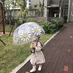 韩国ins日系风挡风防雨透明雨伞小雏菊波点三丽鸥可爱街拍笑脸伞