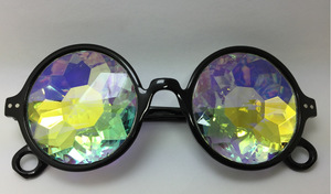 万花筒装饰太阳眼镜钻石马赛克夜店动漫电子音乐节复古圆形墨镜
