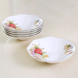 欧式骨瓷餐具套装深盘子菜盘家用创意陶瓷汤盘花边餐盘高级感碟子