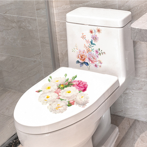 马桶贴纸卫生间创意3d立体植物花卉轻奢翻新马桶盖贴画装饰