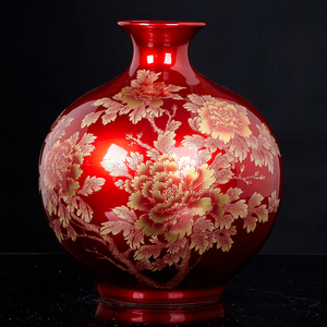 景德镇陶瓷器花瓶插花摆件现代中式家居客厅电视柜玄关装饰品瓷瓶