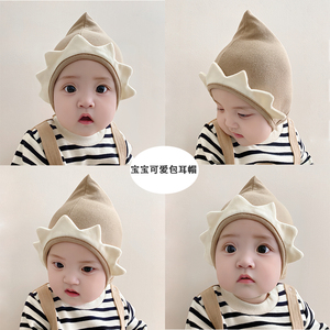 婴儿帽子春秋薄款可爱超萌婴幼儿童护耳帽纯棉宝宝套头帽韩版卡通