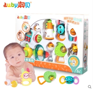 澳贝10只组合装牙胶摇铃奥贝礼盒新生婴儿宝宝玩具0-1岁玩具