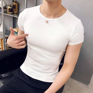 2024新款运动紧身短袖t恤纯色打底衫潮流韩版修身青年社会小伙男