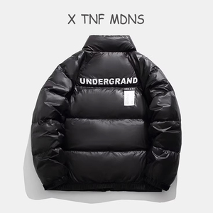 X TNF MDNS羽绒服男士冬季潮牌新款黑色宽松加厚情侣装面包服外套