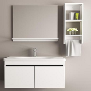 法恩莎浴室柜组合PVC白色简约卫生间洗濑台镜柜洗脸池柜FPG3615E