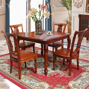 欧式实木方桌大理石小户型饭厅桌子正方形2人4人家用餐台写字桌