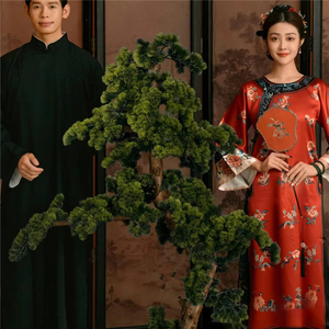 摄影主题情侣装新中式改良刺绣格格旗袍红色印花礼服古典写真服装