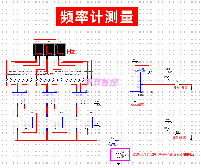 multisim简易数字频率计频率测量数字电子线路仿真(含公式步骤等)