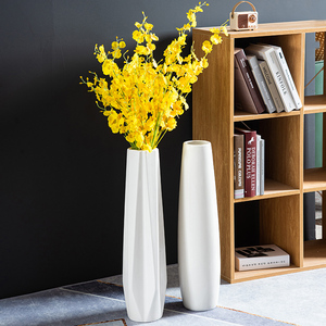 70cm高陶瓷落地花瓶玄关大号简约可装水60cm高白色花瓶富贵竹花瓶