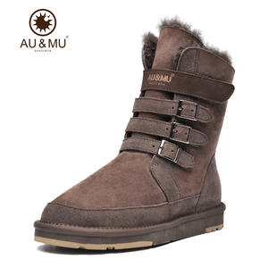 【双11全球狂欢节】AUMU冬季新款雪地靴羊皮毛一体男女鞋磨