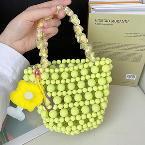橘子汽水 很特别的绿色 自制亚克力串珠水桶包DIY材料包手提包